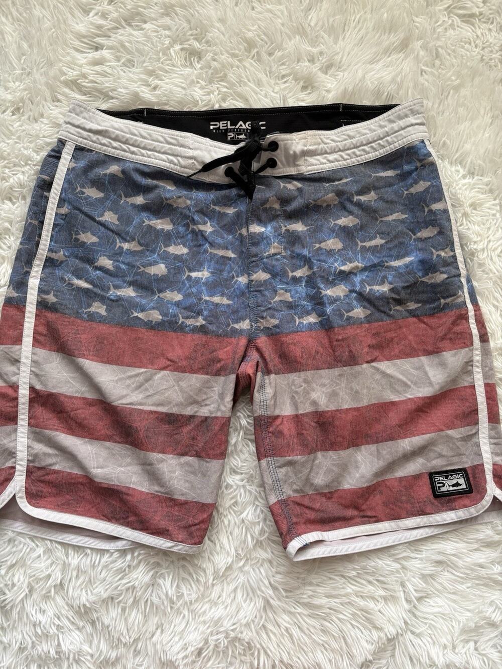 Pelagic Performance Men’s 33 USA Swim Trunks. Great Pair & Quality